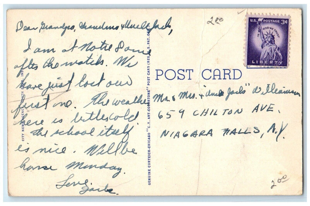 c1930's Notre Dame IN, Rockne Memorial University Of Notre Dame Vintage Postcard