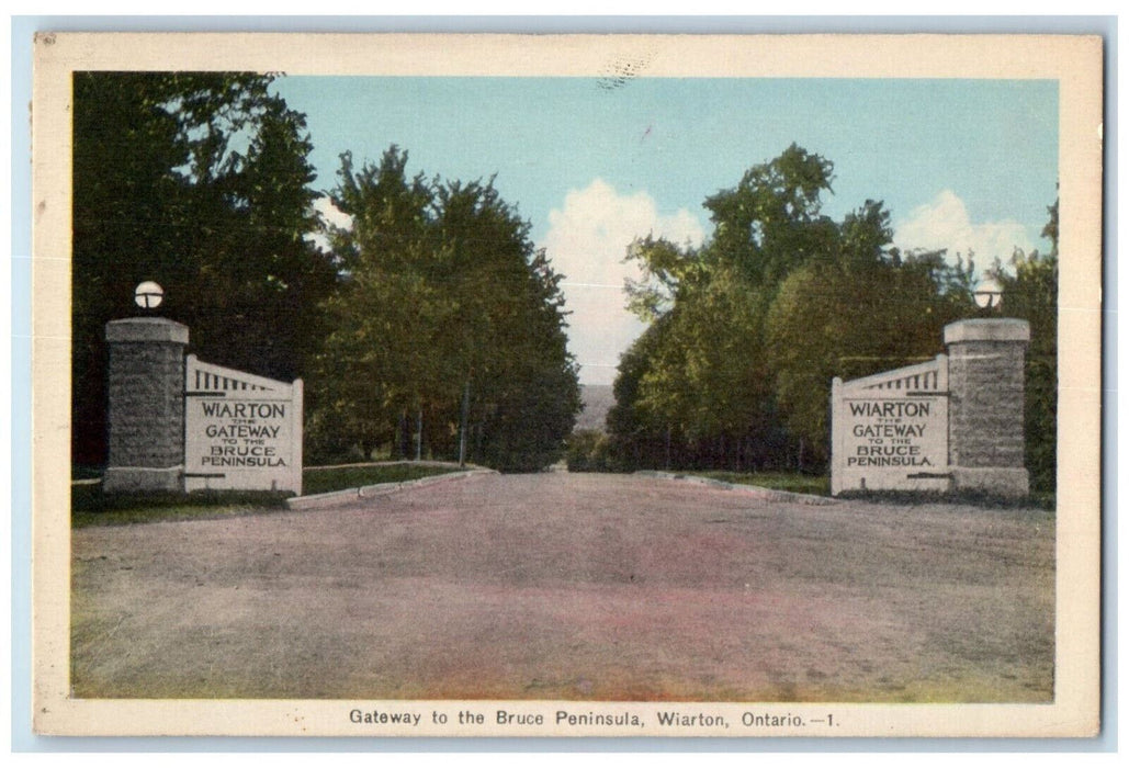 1946 Gateway to the Bruce Peninsula Wiarton Ontario Canada Vintage Postcard