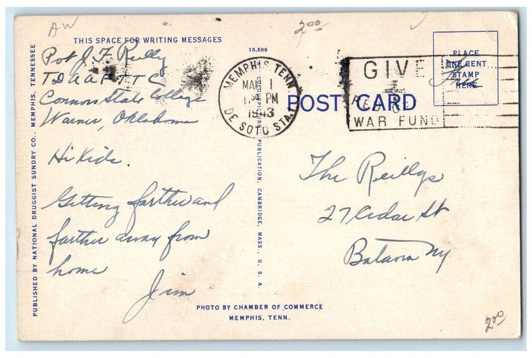 1943 University Of Tennessee School Of Medicine Memphis TN Vintage Postcard