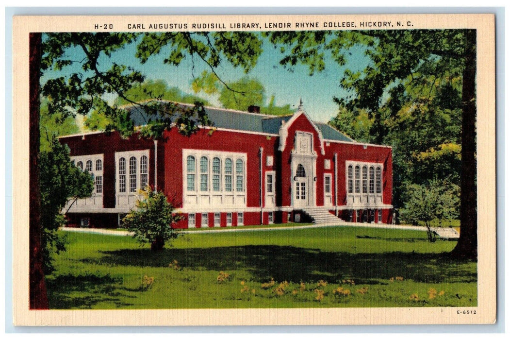c1930's Carl Augustus Rudisill Library Lendir Rhyne College Hickory NC Postcard