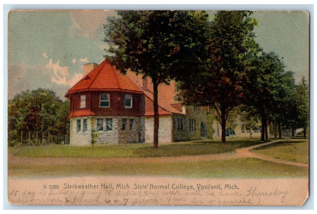 1906 Starkweather Hall Mich. State Normal College Ypsilanti Michigan MI Postcard