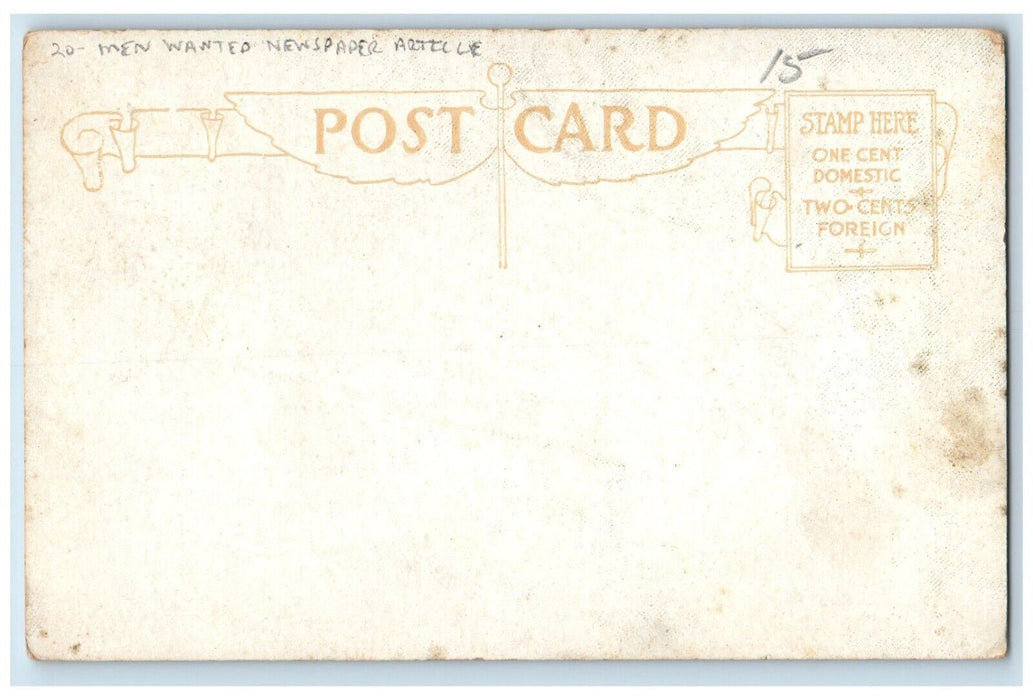 c1910's Mens Jobs Wanted Newspaper Article Unposted Antique Postcard