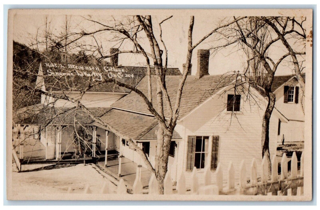 1929 Robert Louis Stevenson Cottage Saranac Lake NY RPPC Photo Postcard