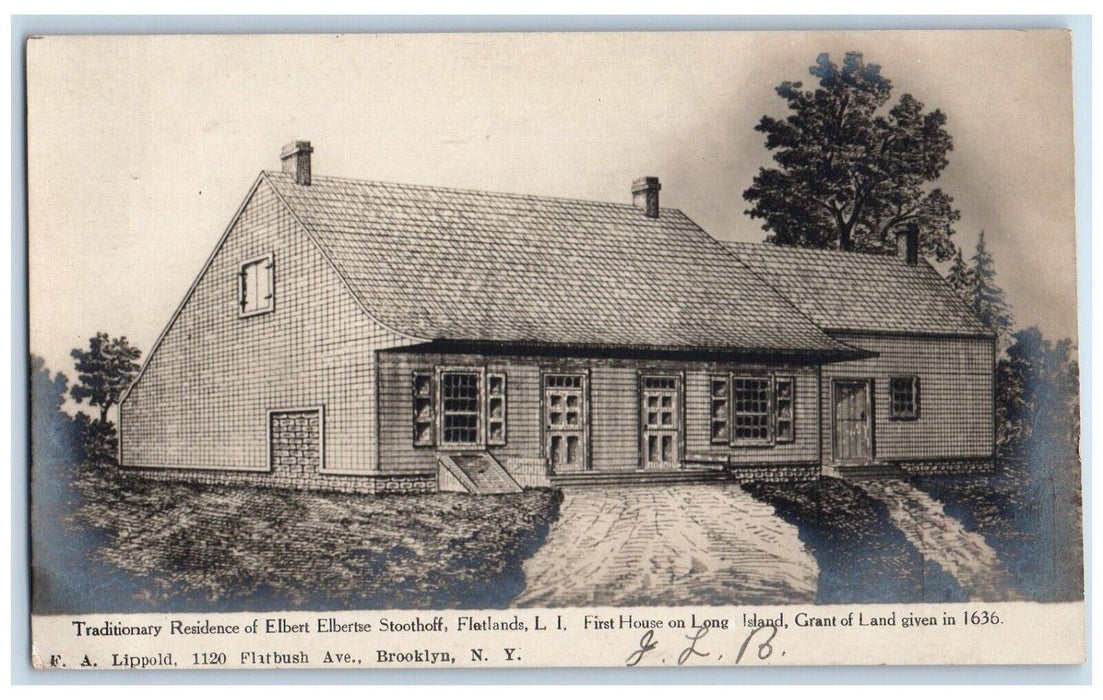 1906 Elbert Stoothoff Residence Flatlands Long Island NY RPPC Photo Postcard