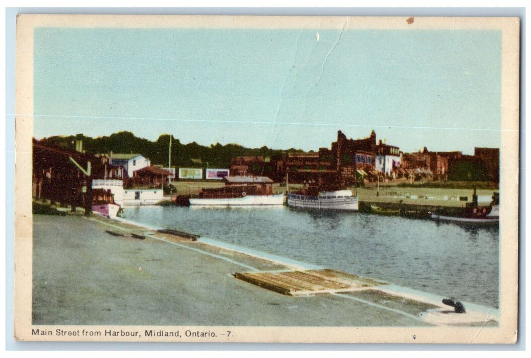 1948 Main Street from Harbour Midland Ontario Canada Vintage Posted Postcard