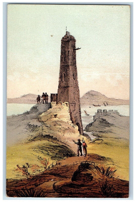 c1910's Magic Panorama Puzzle Tower Sea View Boat Unposted Antique Postcard