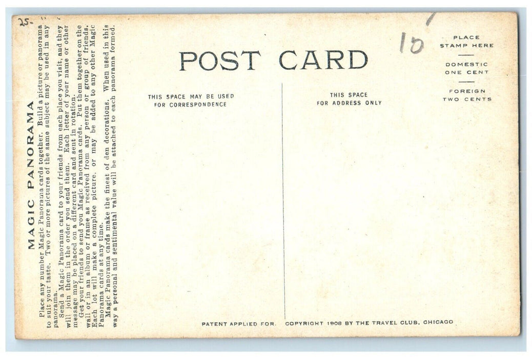 c1910's Magic Panorama Puzzle Tower Sea View Boat Unposted Antique Postcard