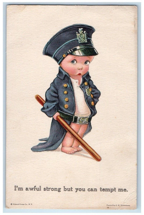 c1910's Little Boy Police Costume Baton Twelvetrees Unposted Antique Postcard