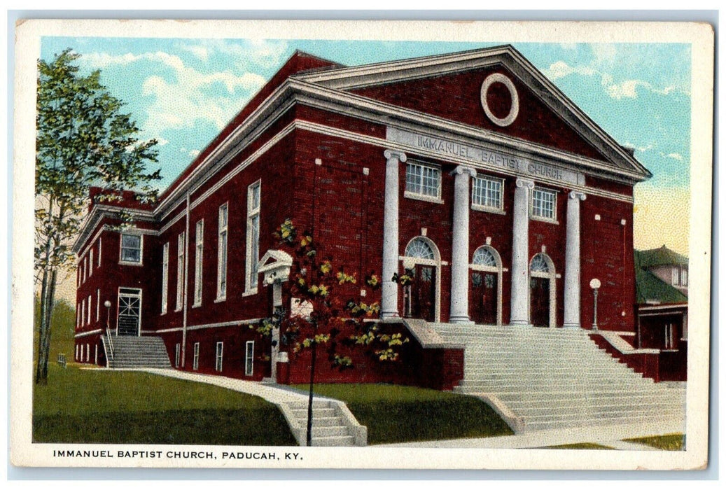 c1920 Immanuel Baptist Church Exterior Building Stairs Paducah Kentucky Postcard