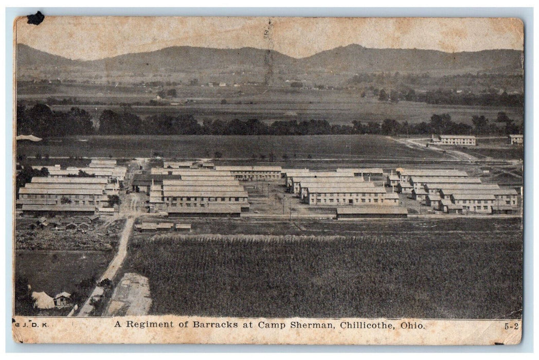Aerial View A Regiment Of Barracks At Camp Sherman Chillicothe Ohio OH Postcard