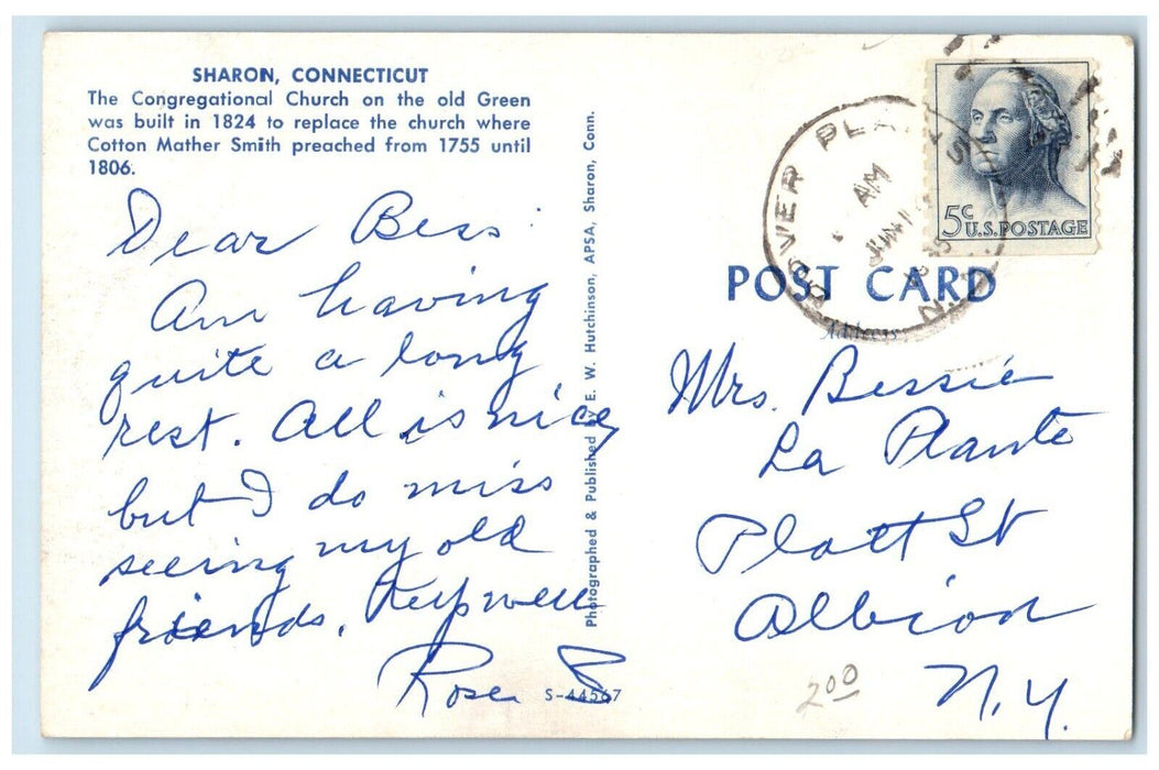 1985 Sharon Connecticut Congregational Church Cotton Mather Connecticut Postcard