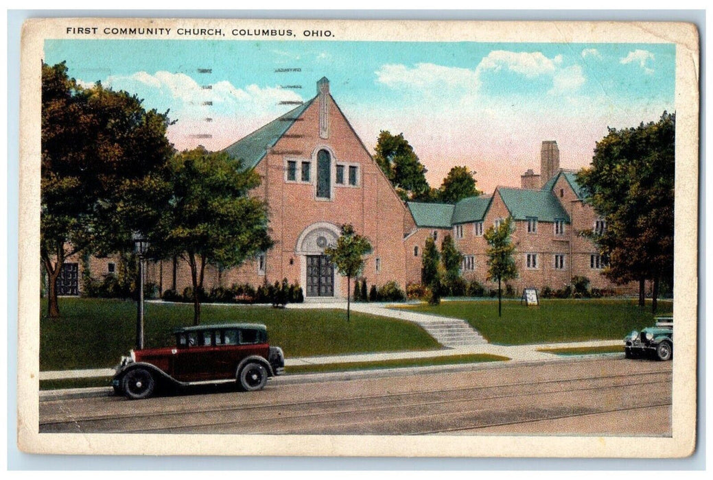 1941 First Community Church Exterior Cambridge Place Columbus Ohio OH Postcard