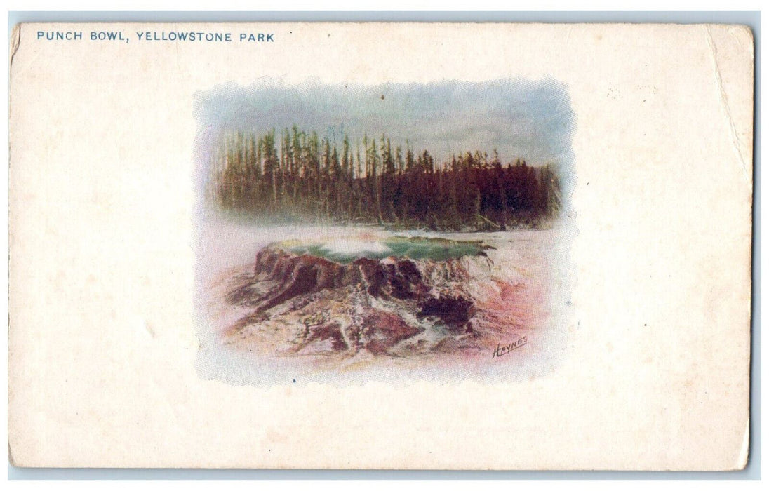 Scenic View Of Punch Bowl Yellowstone Park Wyoming WY Antique Unposted Postcard