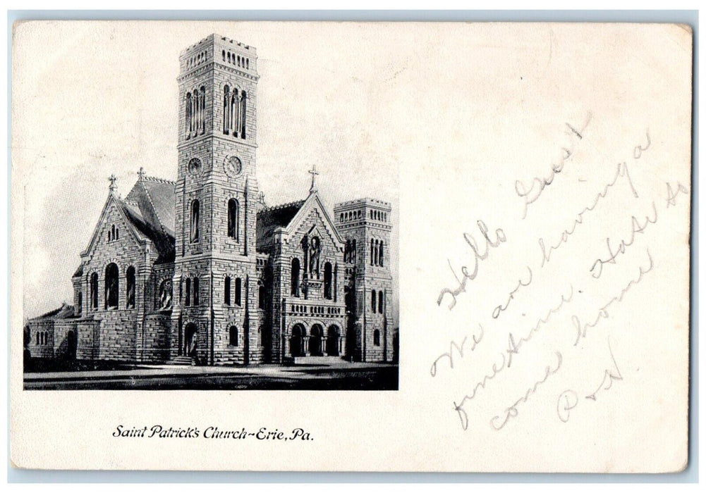 1905 Saint Patricks Church Exterior Building Erie Pennsylvania Vintage Postcard