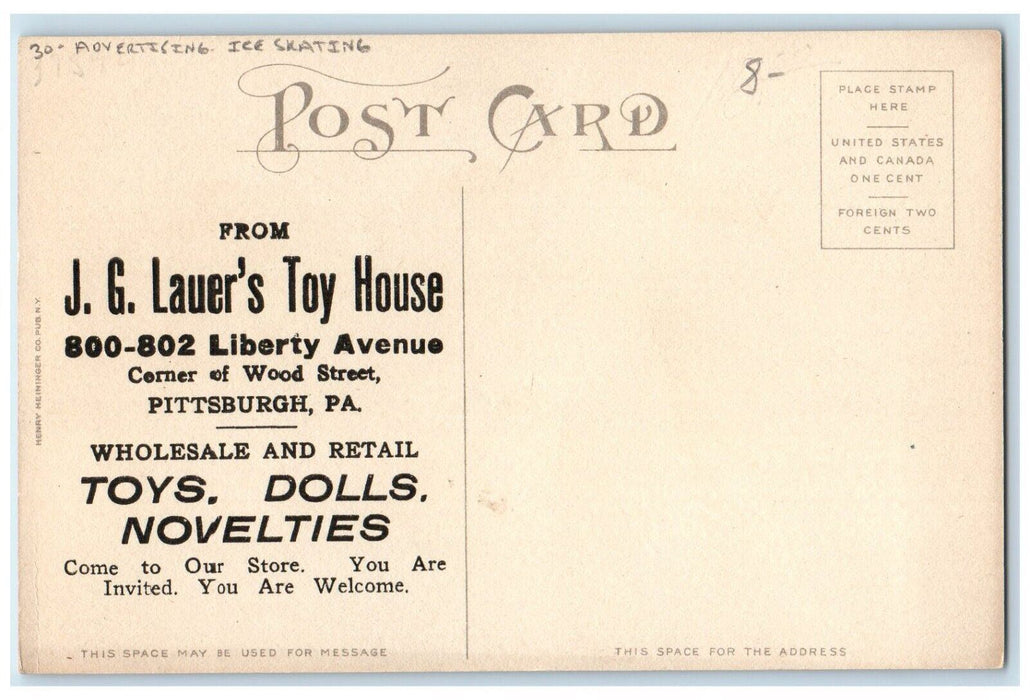 c1910's Little Kid Ice Skating A Slippery Preposition Advertising Postcard