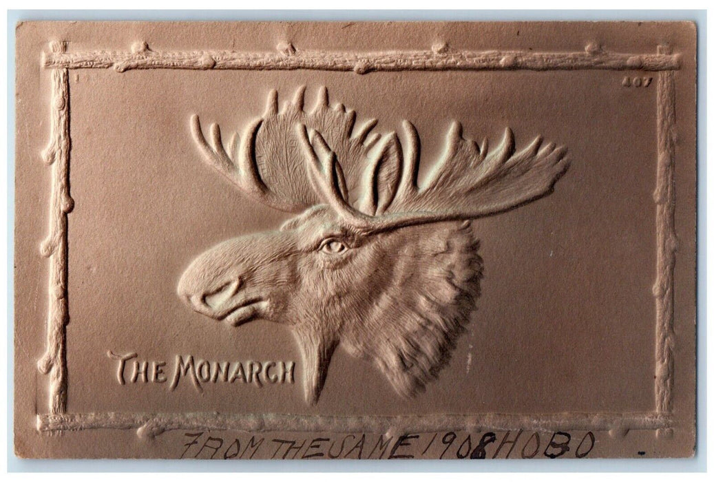 c1905 The Monarch Elk BPO Hobo Airbrushed Embossed Posted Antique Postcard