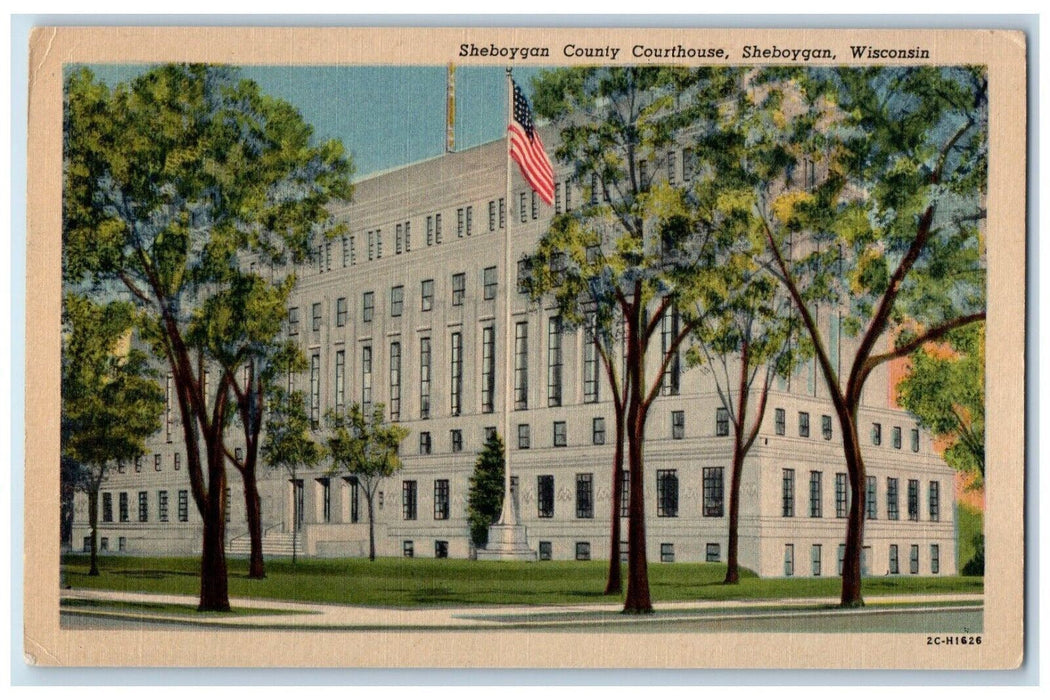 c1940 Sheboygan County Courthouse Exterior Building Sheboygan Wisconsin Postcard