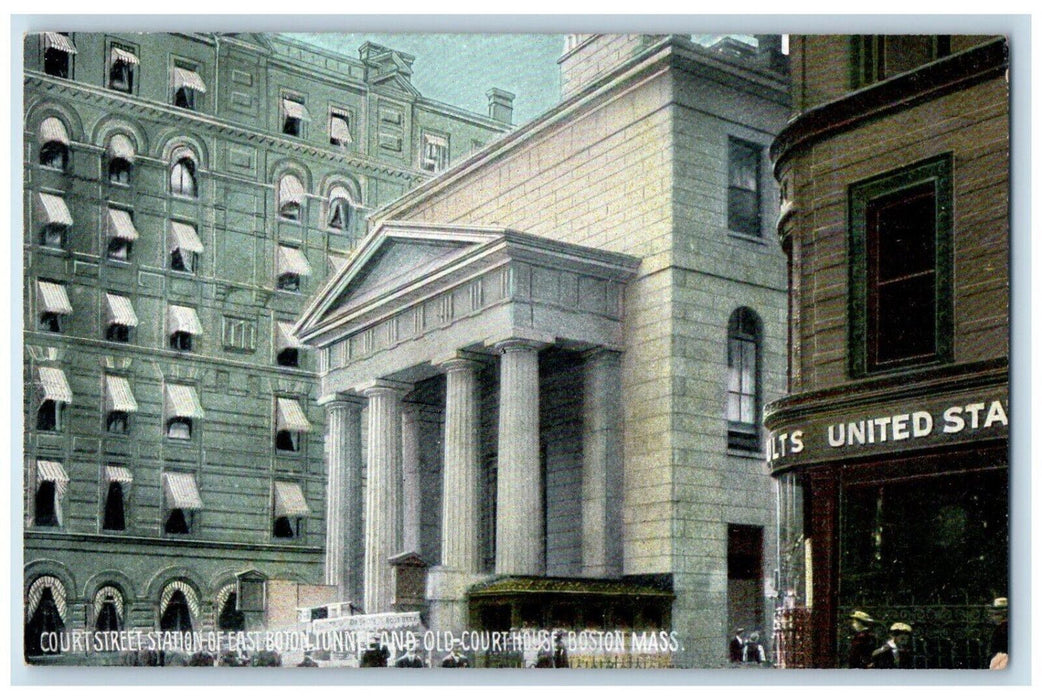 c1910 Court Street Station East Boston Tunnel  Boston Massachusetts MA Postcard