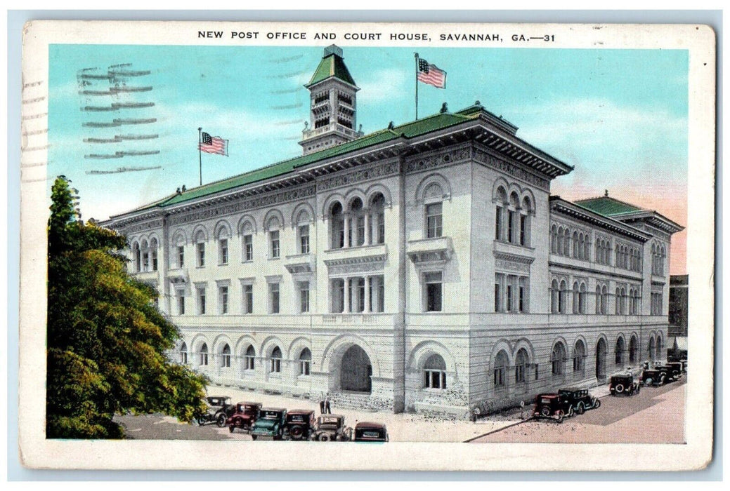 1934 New Post Office Court House Exterior Building Savannah Georgia GA Postcard