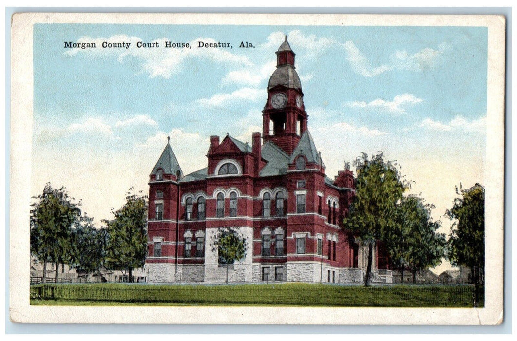 1920 Morgan County Court House Exterior Building Field Decatur Alabama Postcard