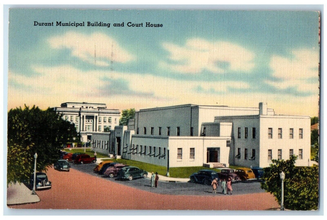 1943 Durant Municipal Building Court House Exterior Durant Oklahoma OK Postcard