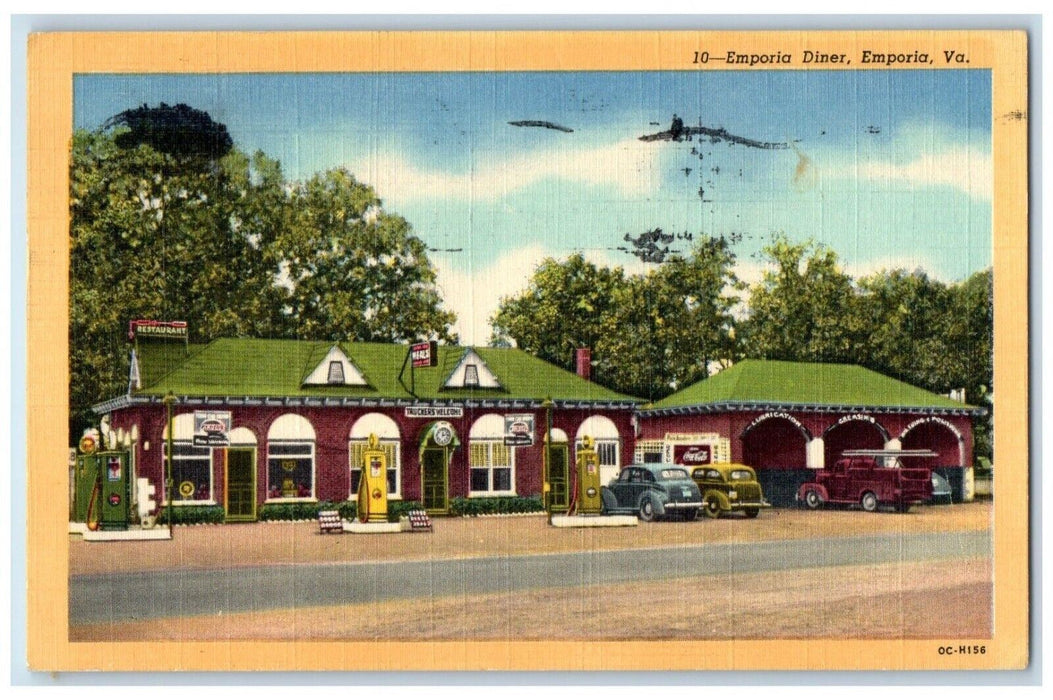 1951 Emporia Diner Exterior Building Classic Cars Emporia Virginia VA Postcard