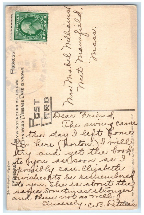 c1910's Six Purple Violets Flowers Hanging In A Row Poem Sandford Postcard