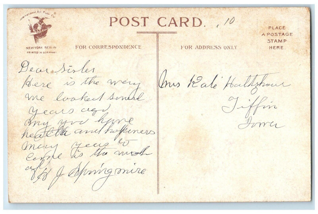 c1910's Children Pansies Flowers Dove Clapsaddle Posted Antique Postcard