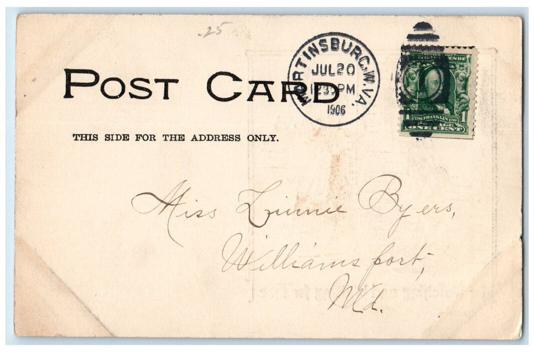 1906 Boy Cigar Smoke Im Watching And Waiting For Thee Martinsburg WV Postcard