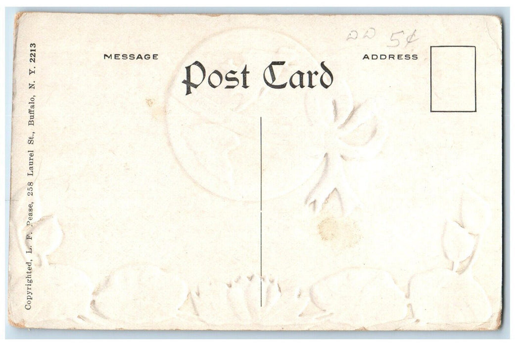 c1910's The Ribbon White Globe Whole World Embossed Unposted Antique Postcard