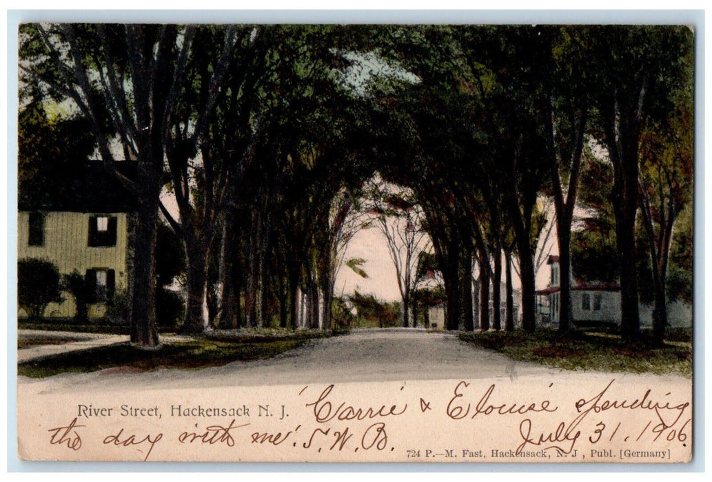 1906 River Street Exterior Houses Road Hackensack New Jersey NJ Vintage Postcard