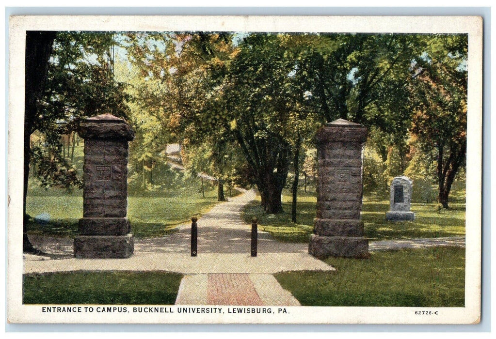 c1920 Entrance Campus Bucknell University Park Lewisburg Pennsylvania Postcard