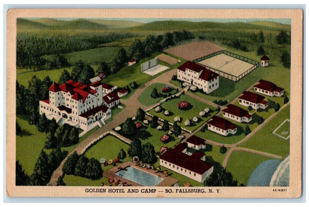 1955 Golden Hotel Camp Detary Laws Private South Fallsburg New York NY Postcard