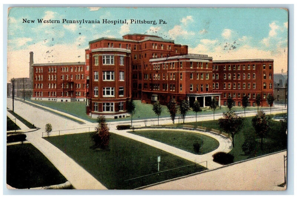 1911 New Western Pennsylvania Hospital Exterior Pittsburg Pennsylvania Postcard