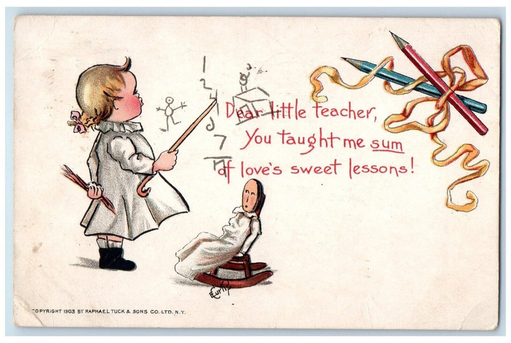 1905 Little Teacher Taught Me Sweet Lesson Rocking Chair Washington DC Postcard