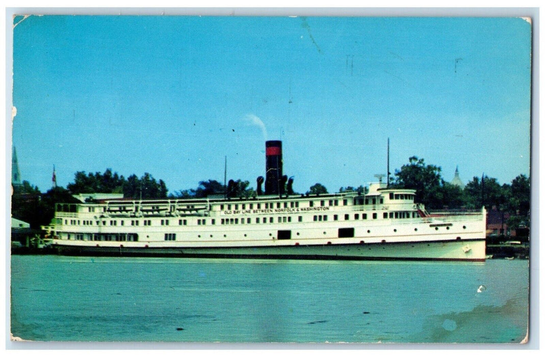 1954 Baltimore Steam Packet Co. Old Bay Line Steamer District Columbia Postcard