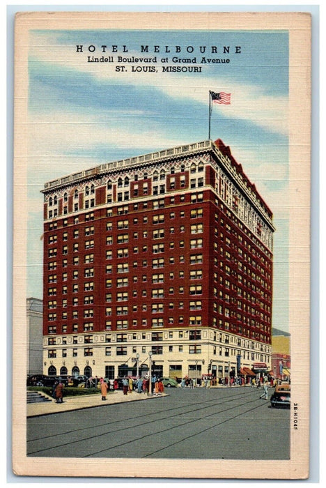 c1940 Hotel Melbourne Lindell Boulevard Grand Avenue St. Louis Missouri Postcard
