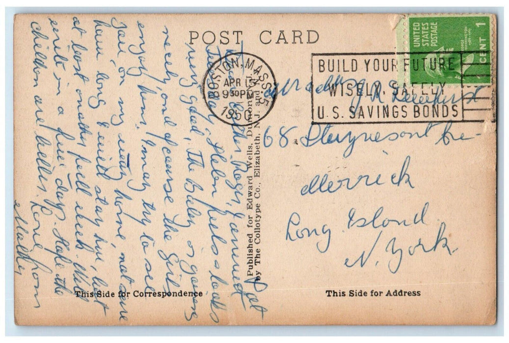 1950 First Railroad America Granite Railway Stairs Quincy Massachusetts Postcard