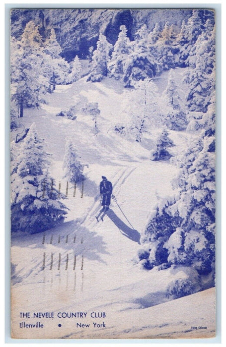 1949 Nevele Country Club Snow Winter Mountain Trees Ellenville New York Postcard