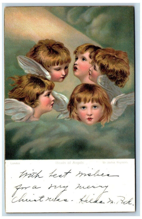 c1910's Five Holy Heads Of Angels Religious Unposted Antique Postcard