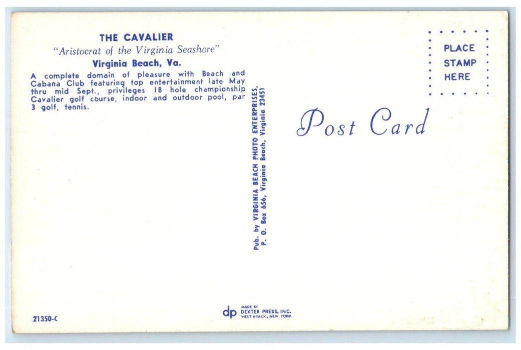 c1960 Cavalier Virginia Beach Seashore Cabana Club Aristocrat Virginia Postcard