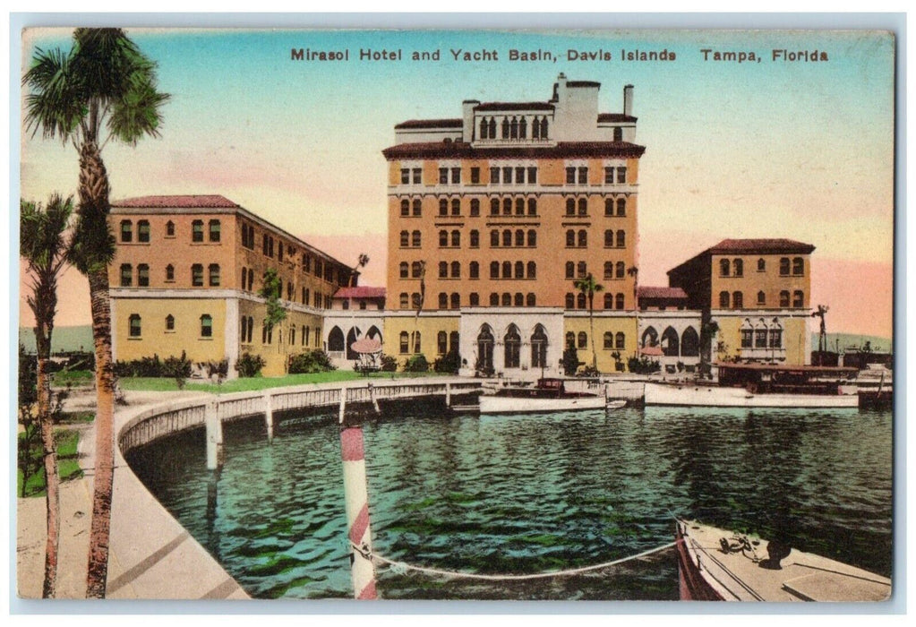c1950 Mirasol Hotel Yacht Basic Davis Islands Exterior Tampa Florida FL Postcard