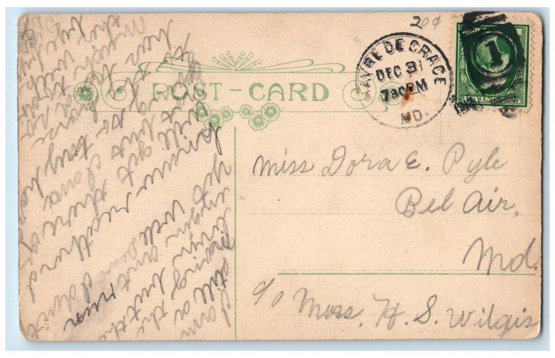 1912 Girl On The Knee Two On The Phone Havre de Grace Maryland MD Postcard