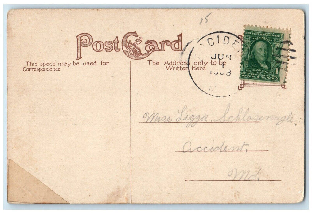 1908 My Dad's The Engineer Children Boat Flag Accident Maryland MD Postcard
