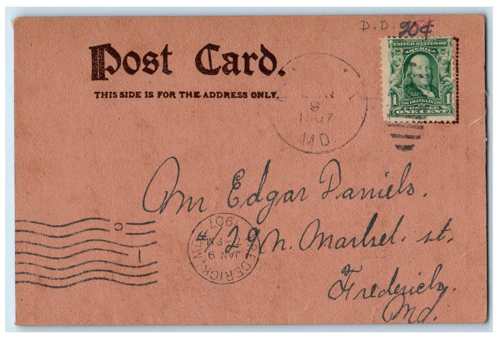 1907 Two Policemen Asleep On One Beat Frederick Maryland MD Antique Postcard