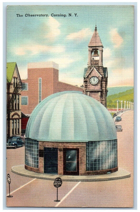 1951 Observatory Exterior Building Telescope Disc Corning New York NY Postcard