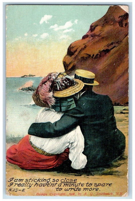 1908 Sweet Couple Sightseeing Sea View Orchard Park New York NY Antique Postcard