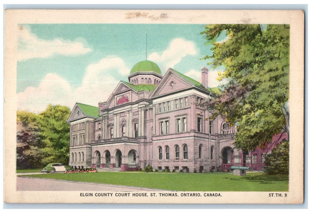 c1940's Elgin County Court House St. Thomas Ontario Canada Vintage Postcard
