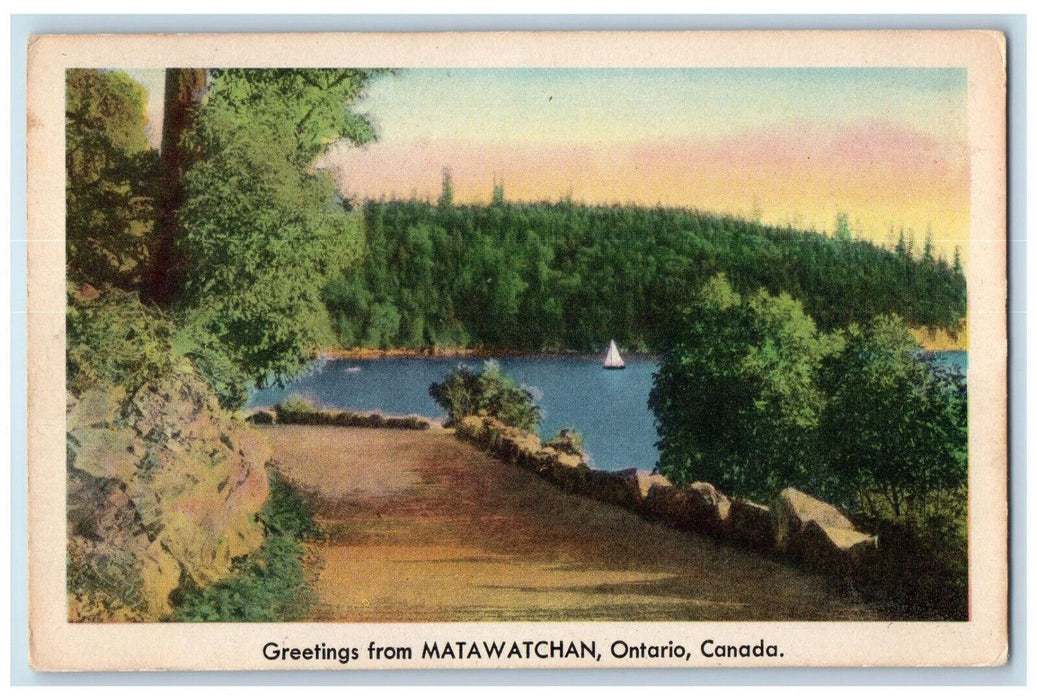 1955 Greetings from Matawatchan Ontario Canada Vintage Posted Postcard
