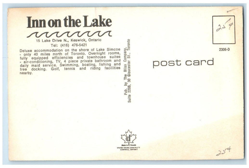 c1960's Inn on the Lake Keswick Ontario Canada Vintage Multiview Postcard